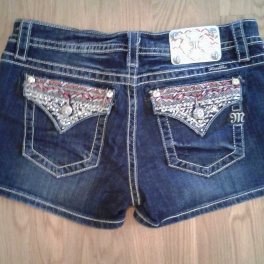 Miss Me Dark Blue Embellished Denim Jean Shorts